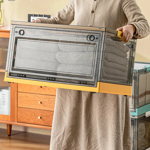 Foldable Transparent Storage Trunk  Large Capacity Clear Plastic Organizer for Wardrobe Clothes and Home Storage Open Storage