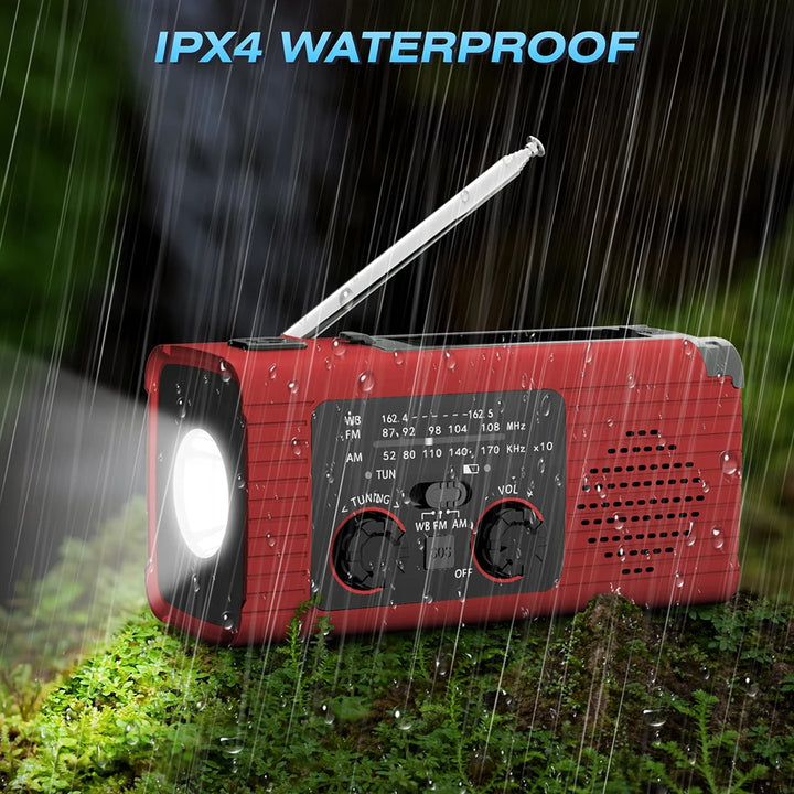 Solar rechargeable radio Radio with LED light Hand rechargeable emergency light Outdoor Adventure waterproof emergency light