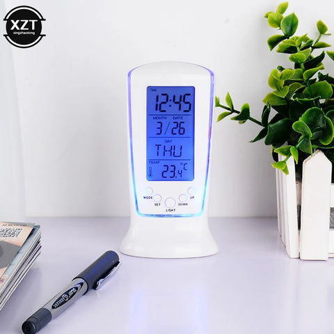 Mini LED Digital Alarm Clock LED Luminous Music Alarm Calendar Temperature Alarm Clock Mute Lazy Snooze Alarm Electronic Clock