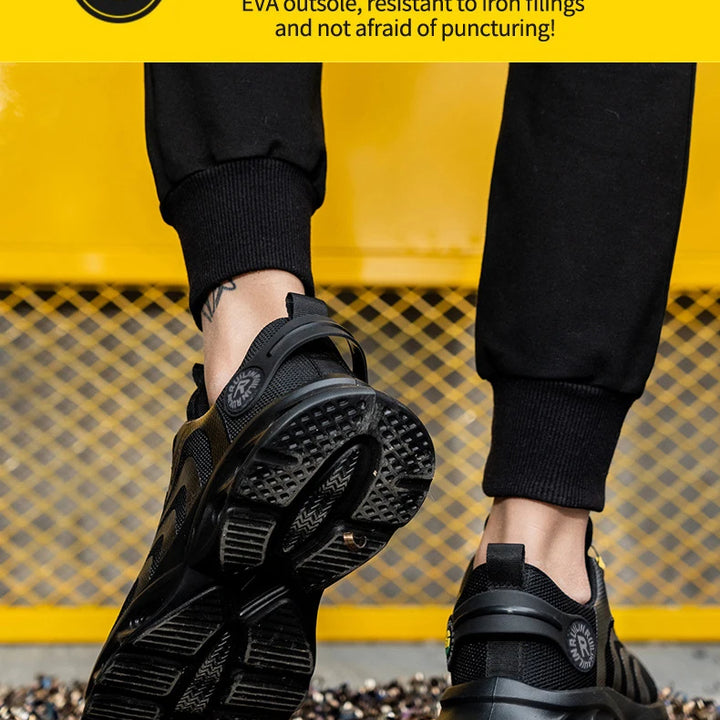Men's Safety Shoes Steel Toe Anti-Puncture Work Shoes Man And Safety Sneaker Rotating Button Lighweight Men's Work Shoes