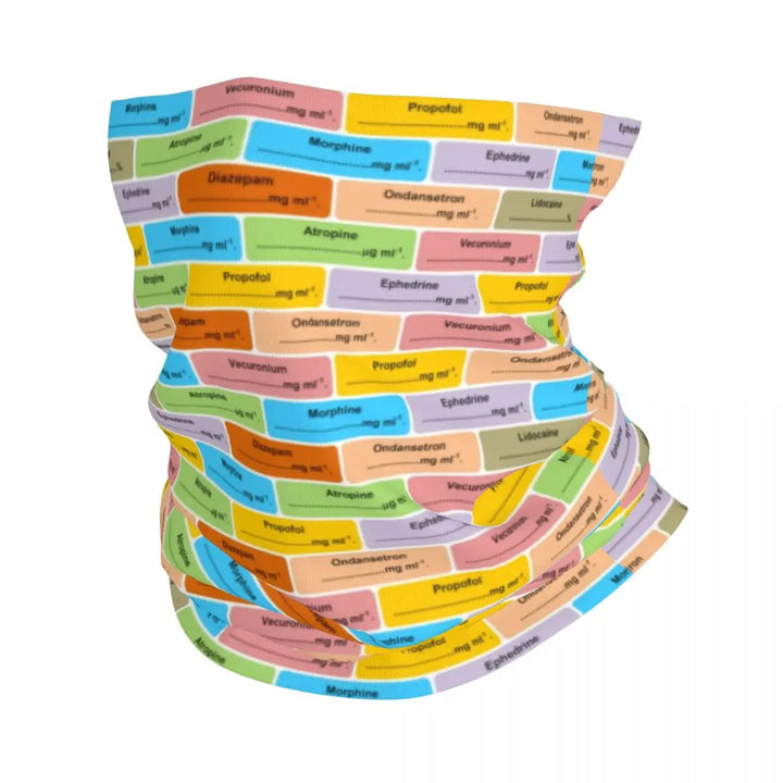 Custom Nursing Pattern Nurse Bandana Neck Gaiter for Ski Cycling Women Men Wrap Scarf Health Care Headband Warmer
