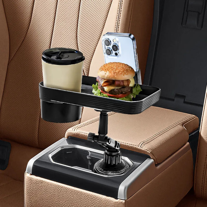 Car Cup Holder Expander Tray with Storage Box 4 in 1 Detachable Food Table Tray Car Console Storage Organizer Trip Essentials