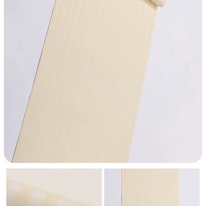 Modern Stripped Contact WallPaper Beige Creamy White Black Waterproof Bedroom Living Room Mural Classic Narrow Striped Wallpaper