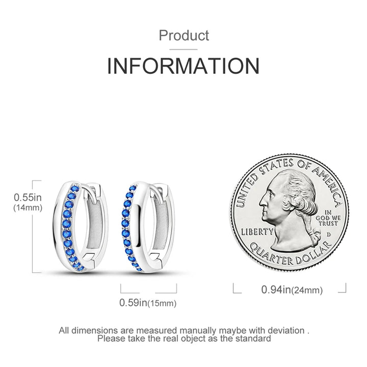 925 Sterling Silver Earring Round Shape Hoop Earrings Color Zircon Geometry Simple Jewelry Women Girl Evening Party Gifts