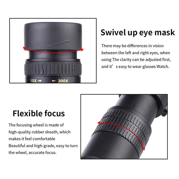 Outdoor 300X40 Zoom Len Spin Monoculars Professional Long Range Telescope Mobile Phone Photo Binoculars