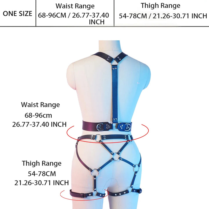 Women Sexy Body Harness Belt Leather Lingerie Bdsm Bondage Lingerie Garter Belt Goth Fetish Clothing Festival Rave Outfit