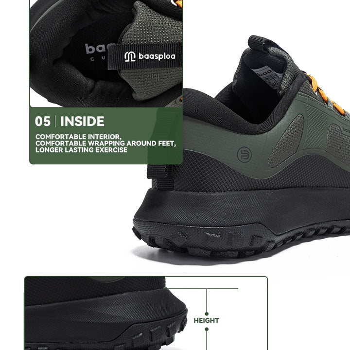 Baasploa New Men Hiking Shoes Anti Splash Water Outdoor Sneakers for Men Comfort Casual Sneakers Male Non-Slip Wear Resistant