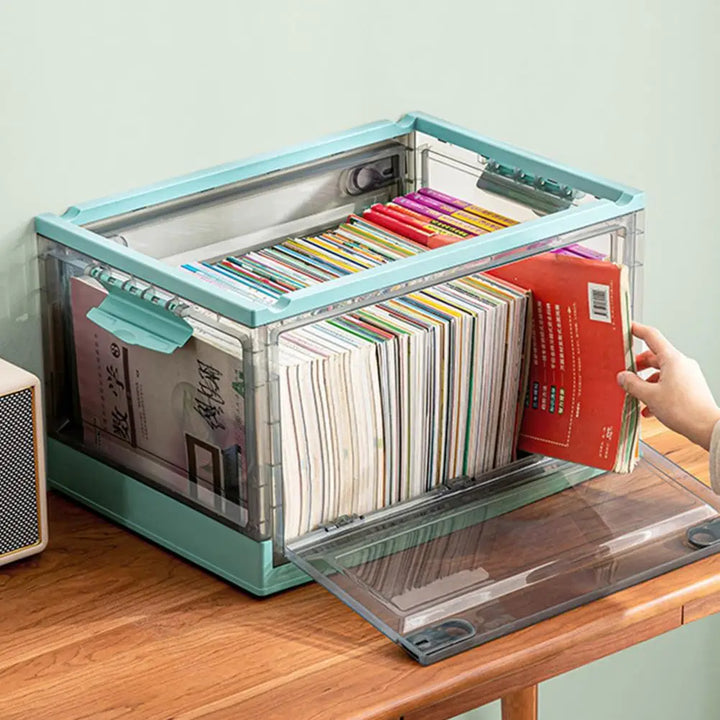 Storage Box Stackable Plastic Storage Box With Lid Space-Saving Foldable Clothes Toy Storage Container For Home