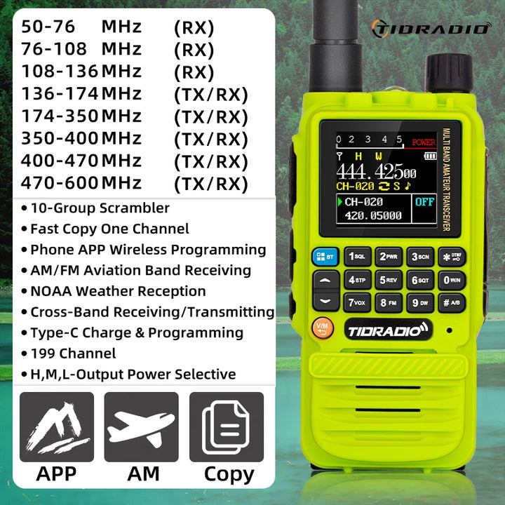 TIDRADIO H3 Long Range Walkie Talkies Wireless Programming Amateur Tow Way Radio Air Band Wireless Station Commutator HAM GMRS