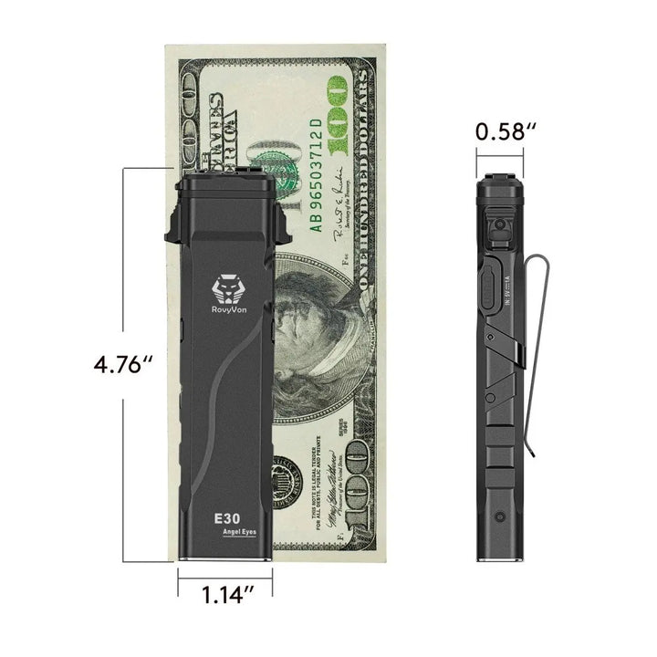 RovyVon Angel Eyes E30 Sleek Flat 2600 Lumens EDC Tactical Flashlight Mini Rechargeable Flashlights Torch Light