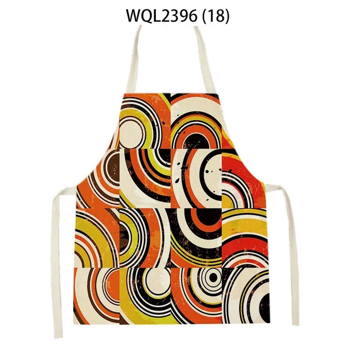 1 Piece Abstract Patchwork Home Kitchen Sleeveless Cleaning Halter Neck Apron Holiday Dinner Baking Cooking Accessories Bib