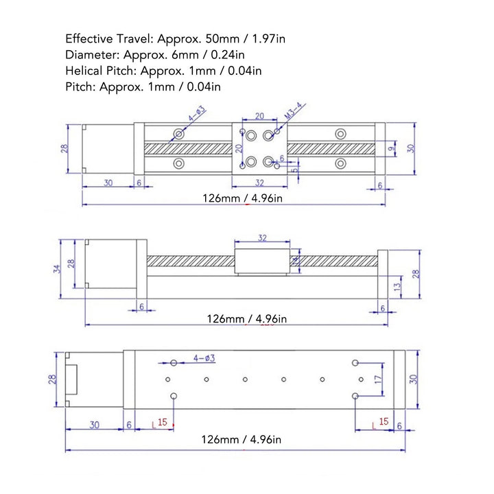 Linear  Rail Slide Actuator Low Noise Linear  Rail Motion Slide Actuator 28 Stepper Motor 50mm Stroke for CNC Router
