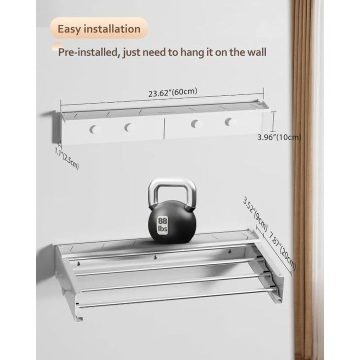 Laundry Drying Rack Collapsible,Wall Mounted Clothes Drying Rack Foldable,Indoor Drying Rack Clothing- 23.6" Wide 4 Aluminum