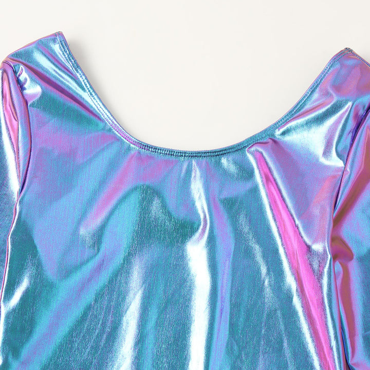 Women's Bodysuit for Adult Shiny Patent Leather Gymnastics Leotard Jumpsuit Long Sleeves Bodyuit Dancewear Rave Party Clubwear