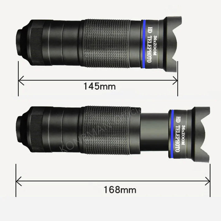 Telephoto Zoom Macro Fisheye 4-in-1 Wide-angle Lens Kit Phone Camera Lens 36X Phone Telephoto IPhone Samsung Xiaomi Huawei