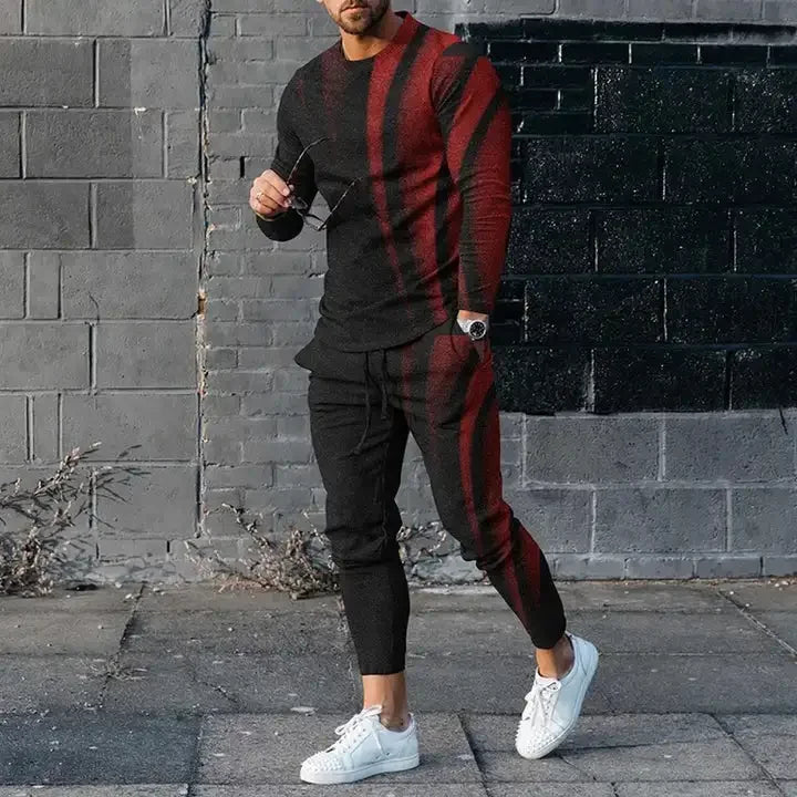 Men's Long Sleeve T-shirts and Pants Two Piece Guitar 3D Printed Men's Sets Casual Suit nike tech fleece