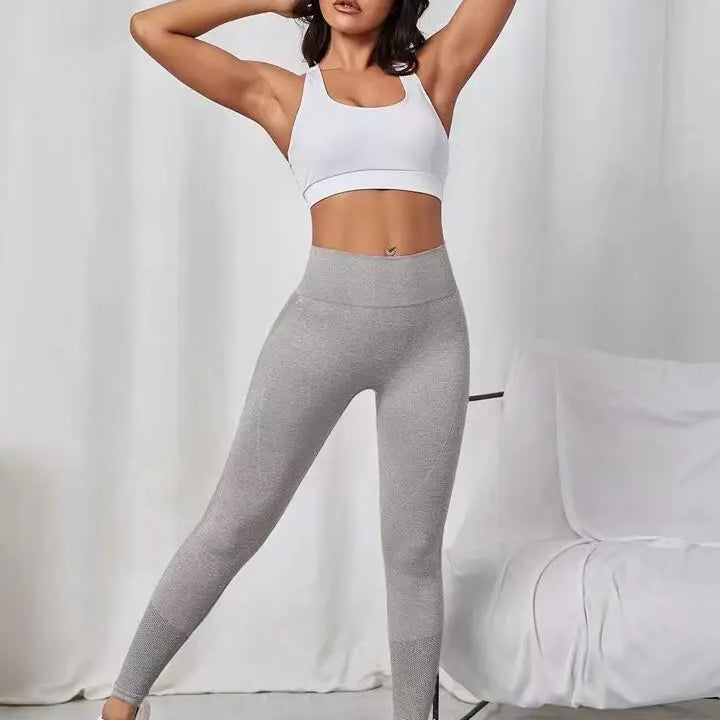 Women Seamless Solid Leggings Knit Slim Leggings High Waist Hip Liftting Fashion Elastic Fitness Yoga Tights Gym Workout Pants