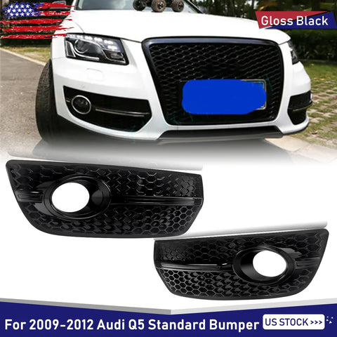 1Pair Black Honeycomb Fog Light Cover Grille for Audi Q5 8R 2009-2012 SQ5 Style
