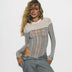 CUTENOVA Sexy See Thorugh Bodysuit Womens Long Sleeve Graphic One Pieces T-Shirt Corset Tops Autumn High Waist Mesh Jumpsuits