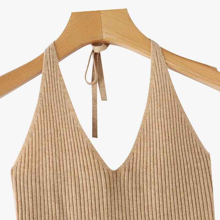 2024 ZANZEA Women Sexy V Neck Sleeveless Tanks Halter Knitted Tops Fashion Off Shoulder Sweater Vest Vintage Solid Basic Camis