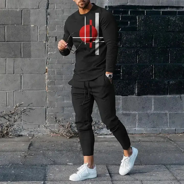 Men's Long Sleeve T-shirts and Pants Two Piece Guitar 3D Printed Men's Sets Casual Suit nike tech fleece