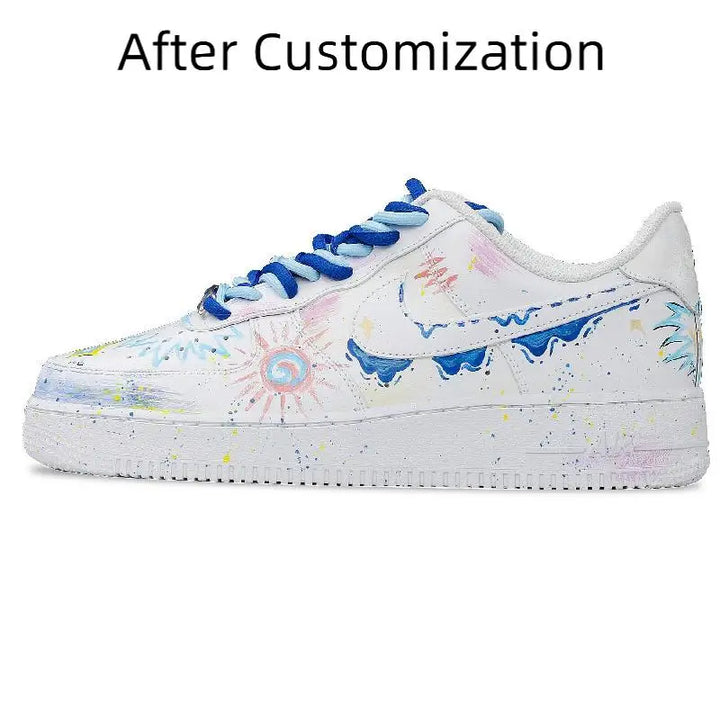 【Customize】Nike Air Force 1 Skateboarding Shoes Men Low-top Blue Sneakers shoes CW2288-111