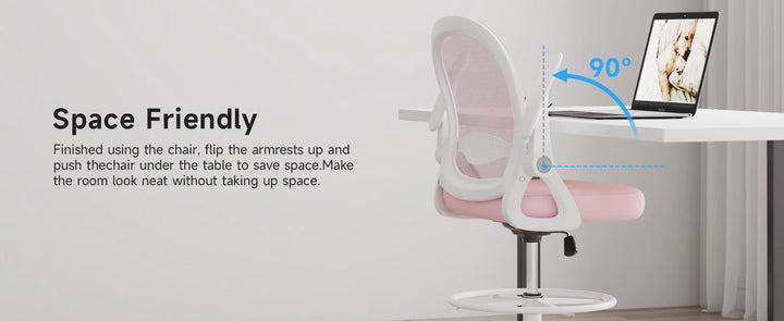 naspaluro Drafting Chair Tall Office Chair Ergonomic Desk Chair Swivel Painting Chair Adjustable Footrest Ring for Office Home