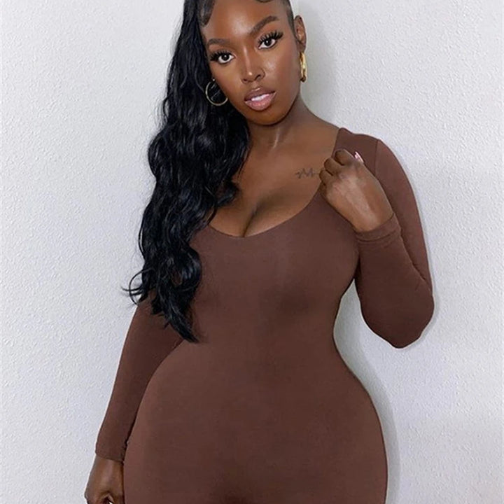 Nibber Basic Bodycon Jumpsuit For Women‘s Clothing Casual Brown Fitness Rompers 2023 Y2K Playsuit Activity Streetwear Overalls