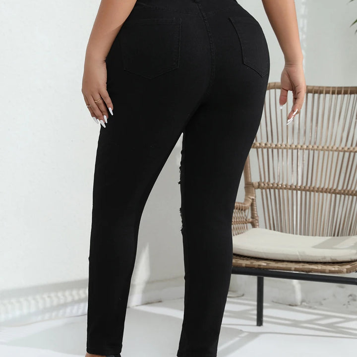 Women s Plus Size Distressed Jeans High Waisted Ripped Denim Pants Stretchy Skinny Leggings for Work or Night Out