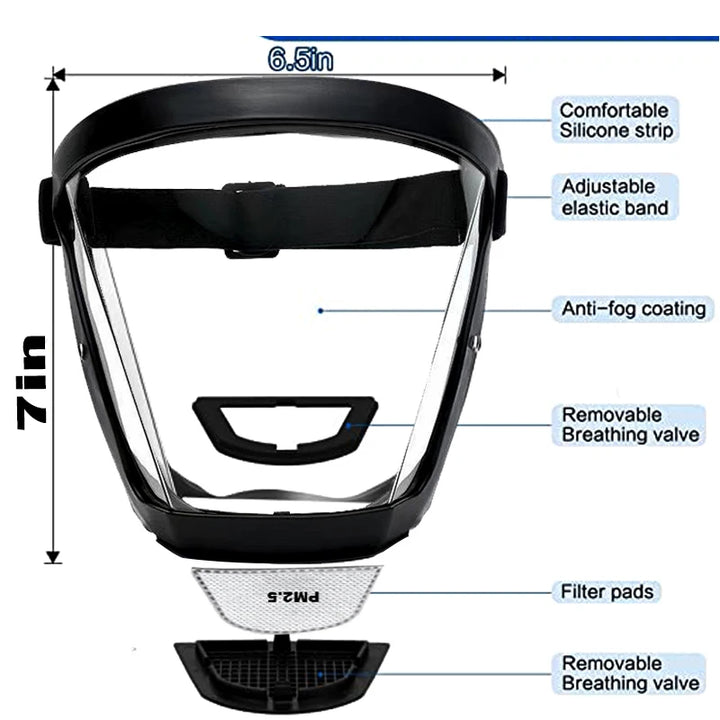 Mask Face Shield Glasses HD TP Super Protective Anti-fog Full Face Shield Head Covering Reusable Kitchen Security Protection New