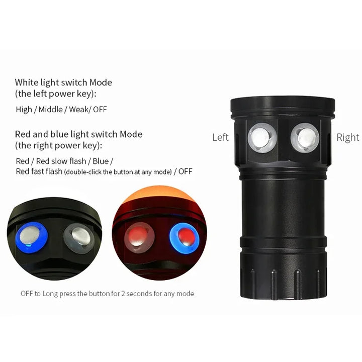 10000Lumens 27 LED Diving Flashlight Professional Underwater Photography Light Highlight Lamp 100M Waterproof Video Camera Torch