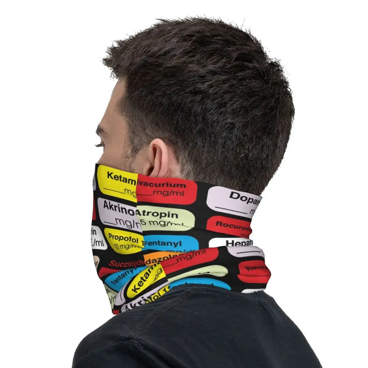 Custom Nursing Pattern Nurse Bandana Neck Gaiter for Ski Cycling Women Men Wrap Scarf Health Care Headband Warmer