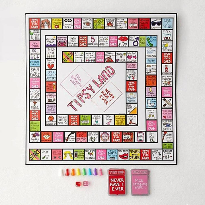 Tipsy Land Drinking Games Board Birthday Bachelorette Party Night Drinking Games Tipsy Land Funny Trendy Drinking Games Boards