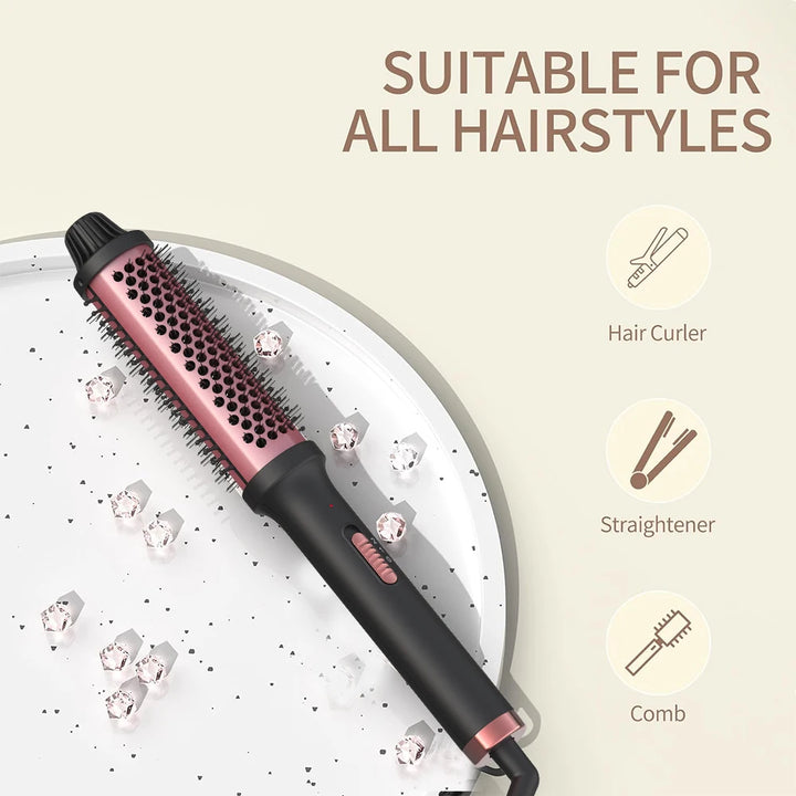 LISAPRO Curling lron Brush 2 in 1 Electric Hair Comb Negative lon Hair Dryer Styling Appliances Portable Professional Hair Strai