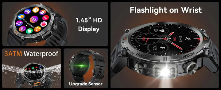 EIGIIS New Bluetooth Call Smart Watch Men Full Touch Screen Health Monitor Clock With Flashlight Men SmartWatch For ios  Android