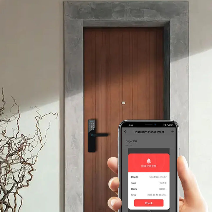 PHIPULO New Smart Door Lock With Tuya APP Digital Electronic Lock Smart Home Wooden Door Lock Biometric Fingerprint
