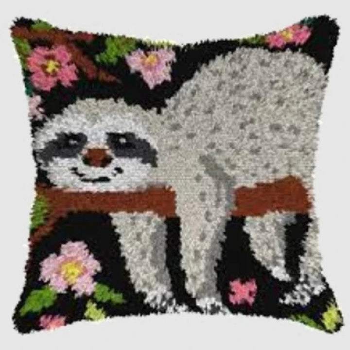 Christmas Vintage Classic Latch Hook Set Embroideried Latch Hook Kits Flower Latch Hook Pillow Button Pad Package Handmade Cross