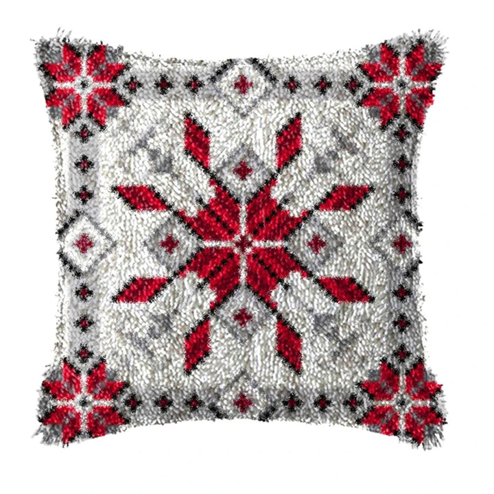 Christmas Vintage Classic Latch Hook Set Embroideried Latch Hook Kits Flower Latch Hook Pillow Button Pad Package Handmade Cross
