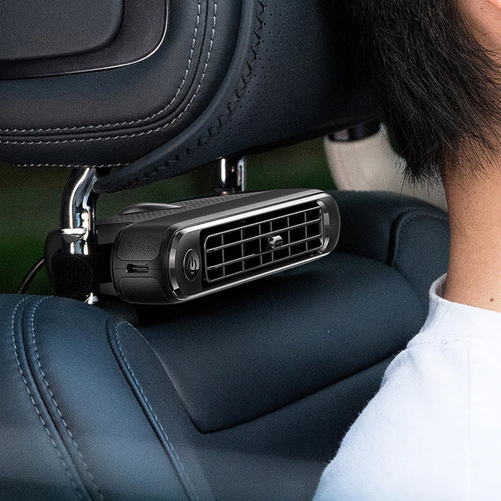 Portable Car Seat Fan for Front Rear Seat Passenge USB Powered Car Headrest Cooling Air Fan 3 Speeds Strap Car Interior Fan