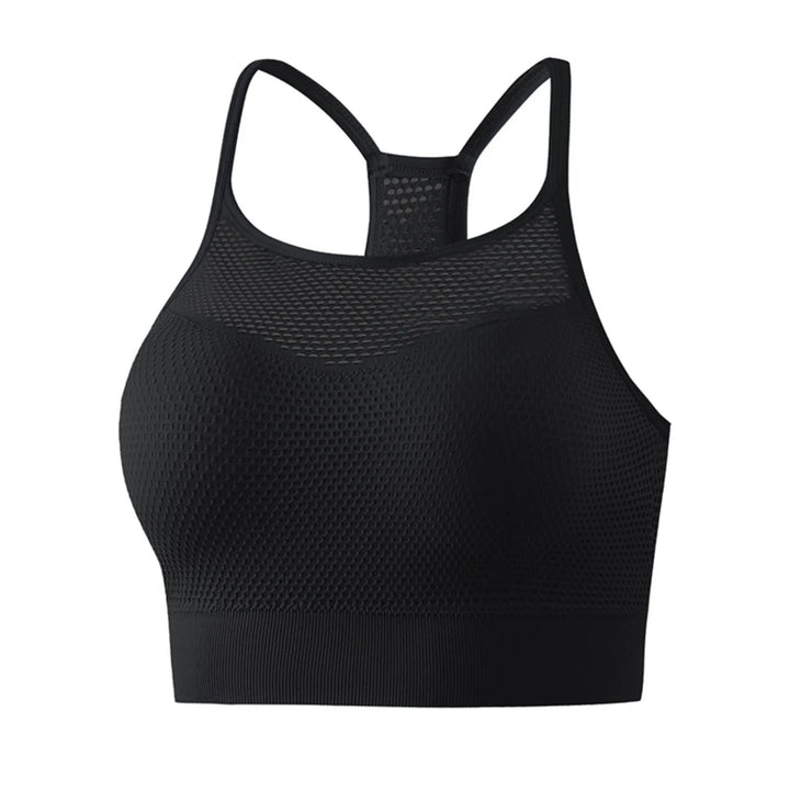 Workout Seamless Breathable Gym Bras Mesh Padded Sports Bra Women Backless Push Up Fitness Hollow Out Top Yoga Bras Crop Top