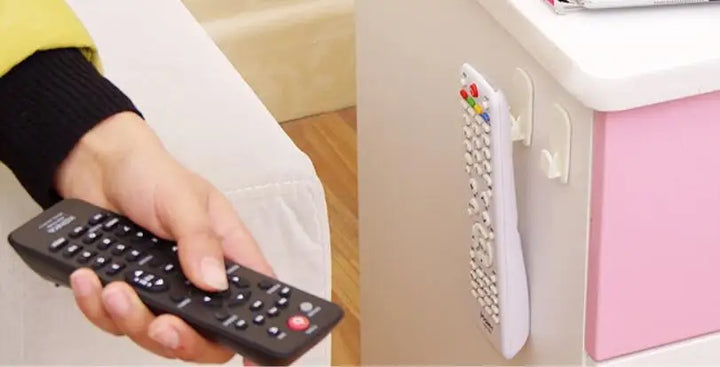 2Pairs Multi-Purpose Storage Holder Hanging Hooks for TV Air Conditioner Remote Control Room Organizer Plastic Sticky Hooks