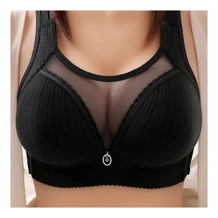 Women Knit Bra With Chest Pad No Steel Ring Seamless Breathable Underwear Wide Shoulder Strap Push-up Bra Sexy Sports Bra