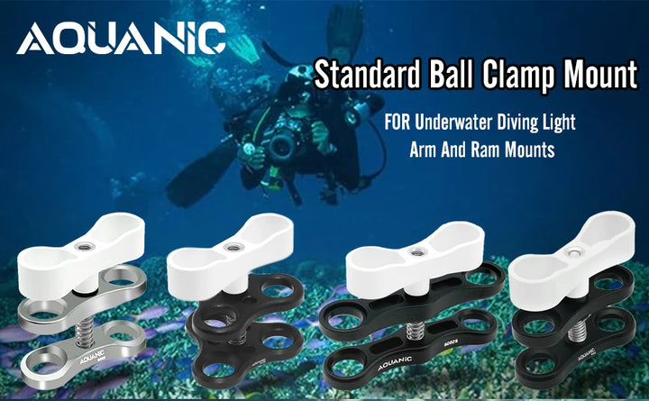NiteScuba 2 Two Holes Clip Clamp Tripod Butterfly For Ball Head Mount Light Arm Bracket Connector Mount Adapter for Gopro Camera