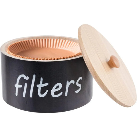 1pc Coffee Filter Holder Wooden Coffee Filter Basket with Lid for Storing Various Filter Papers, Tea Bags, Coffee Beans