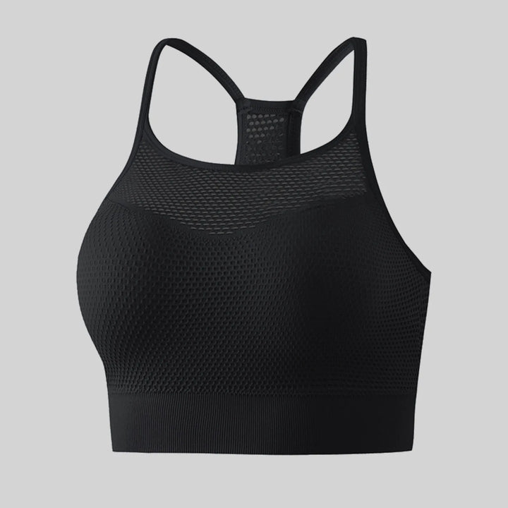 Workout Seamless Breathable Gym Bras Mesh Padded Sports Bra Women Backless Push Up Fitness Hollow Out Top Yoga Bras Crop Top