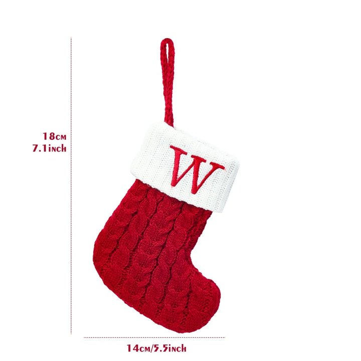 Xmas 2024 Decor Christmas Socks Knitting Snowflake Letter Stocking Christmas Tree Decoration Home 2025 New Year Ornament Gift