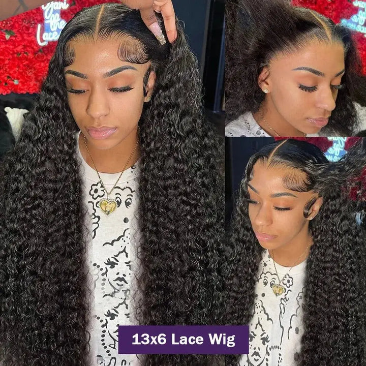 13x6 HD Water Wave Wigs Lace Frontal Human Hair Wig 13x4 Transparent Lace Front Wig 32 40 Inch Brazilian Human Hair Curly Wigs