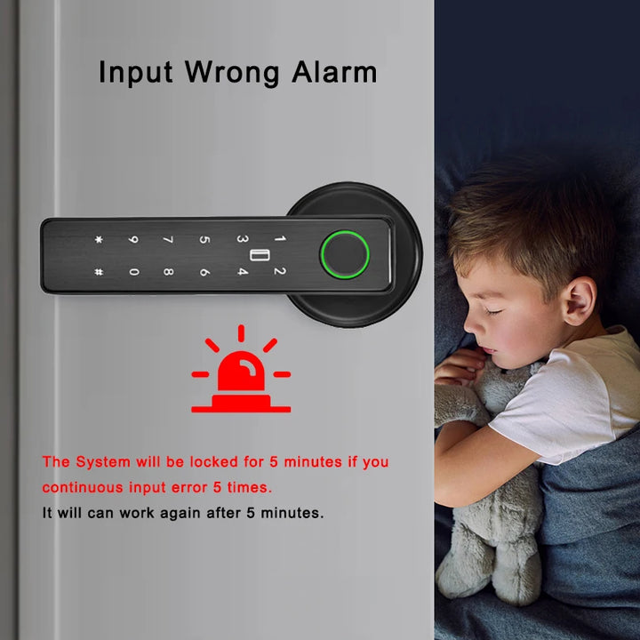 Tuya SmartLife APP WiFi Remote Control Smart Fingerprint Password RFID IC Card Lock Dead Bolt For Indoor Home Wooden Metal Door