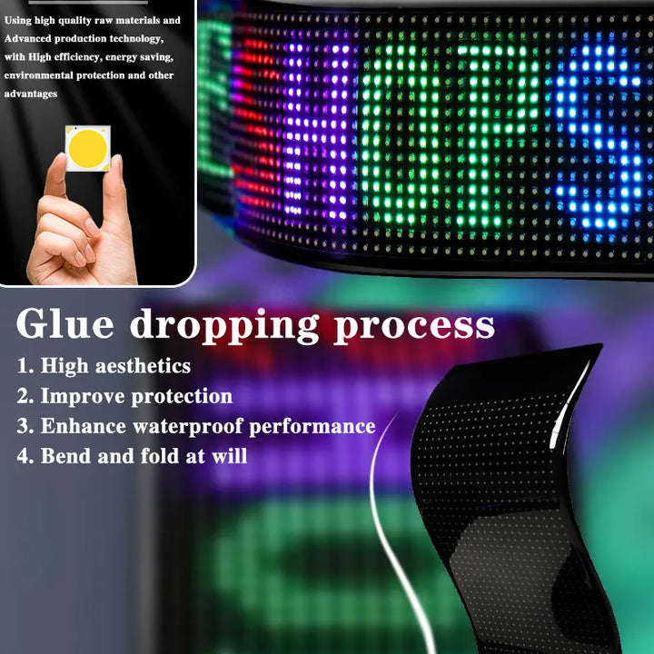 Car LED Matrix Pixel Panel Funny DIY RGB Lighting Graffiti Scrolling Text Board Windshield Advertising Screen APP Control
