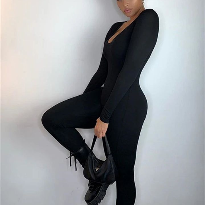 Nibber Basic Bodycon Jumpsuit For Women‘s Clothing Casual Brown Fitness Rompers 2023 Y2K Playsuit Activity Streetwear Overalls